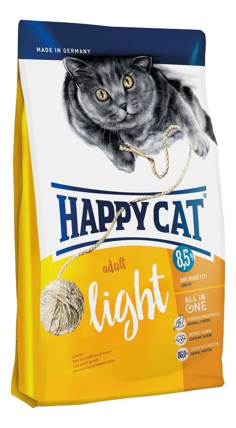 фото Сухой корм для кошек happy cat fit & well light, облегченный, птица, лосось, 10кг