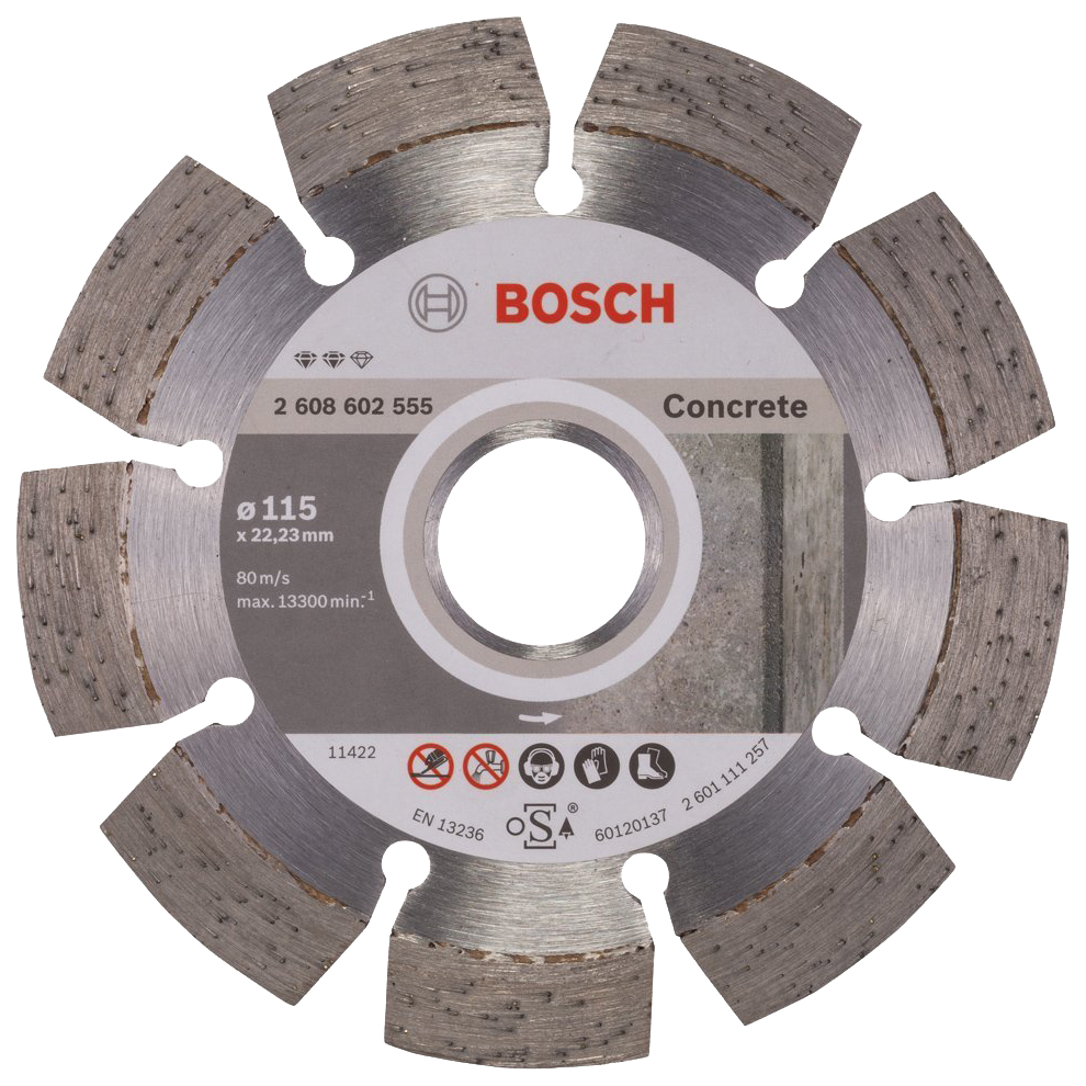 фото Диск отрезной алмазный bosch concrete 115x22.23мм (2608602555)