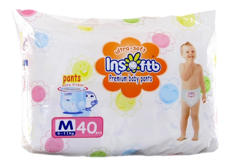 фото Трусики-подгузники insoftb premium ultra-soft m (6-11 кг), 40 шт.