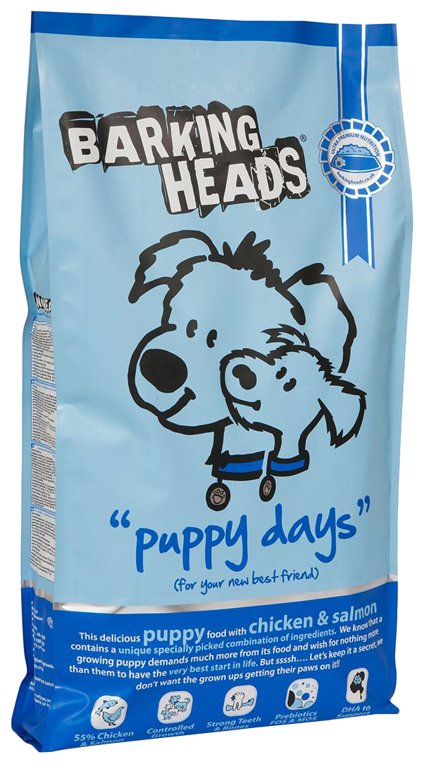 фото Сухой корм для щенков barking heads puppy days щенячьи деньки, курица, лосось и рис, 2кг