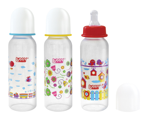 Детская бутылочка LUBBY С силиконовой соской 250 мл разноцветный в ассортименте