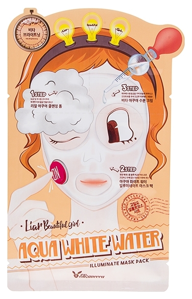

Маска для лица Elizavecca трехшаговая увлажняющая, 1 шт, 3-Step Aqua White Water Illuminate Mask Sheet