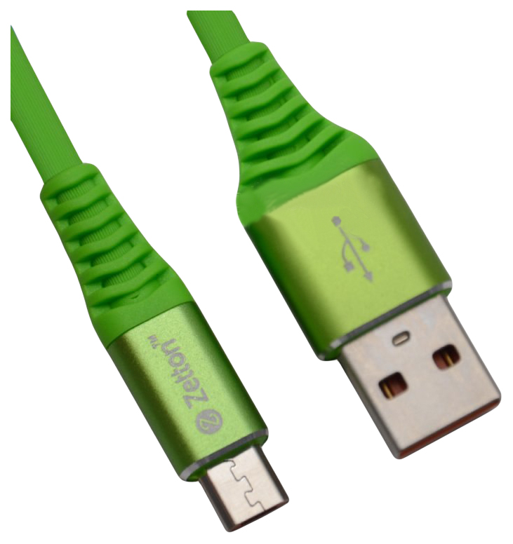 фото Кабель zetton microusb 1м green (ztusbrstgnmc)