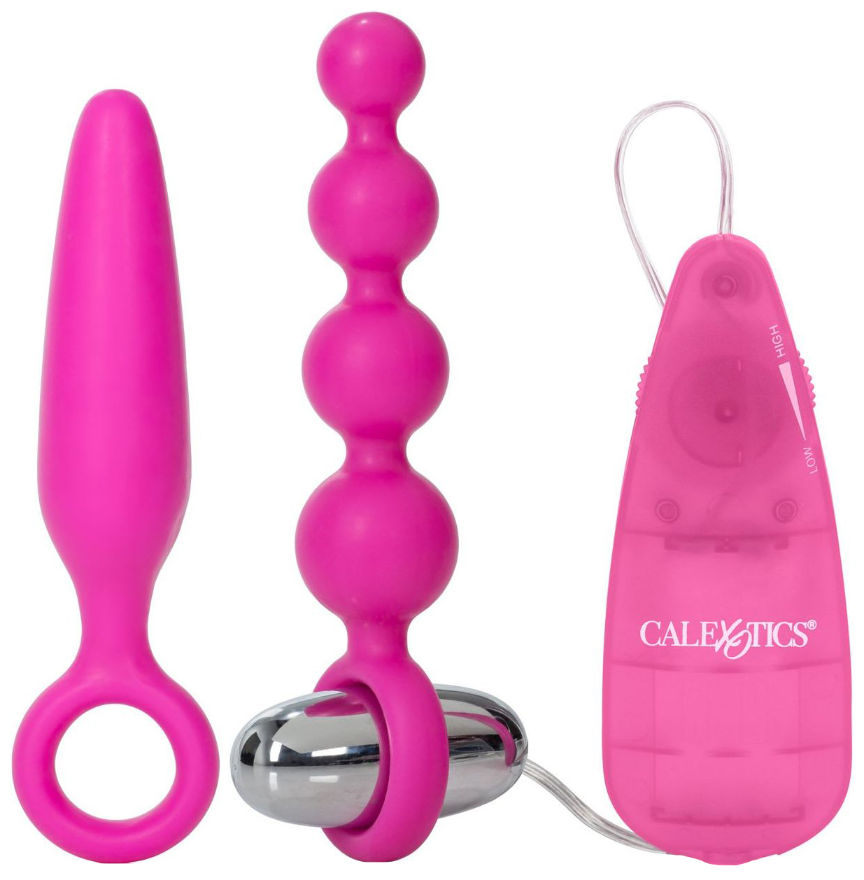 Набор розовых анальных стимуляторов с вибрацией Booty Vibro Kits