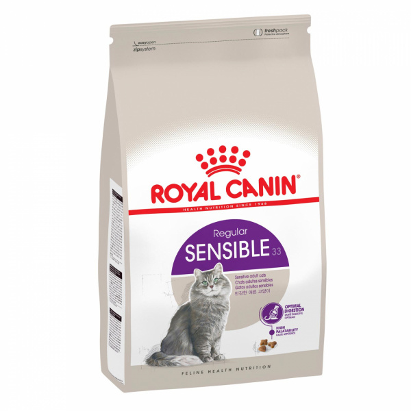 фото Комплект сухой корм для кошек royal canin sensible, 2кг + 2 пауча 85г