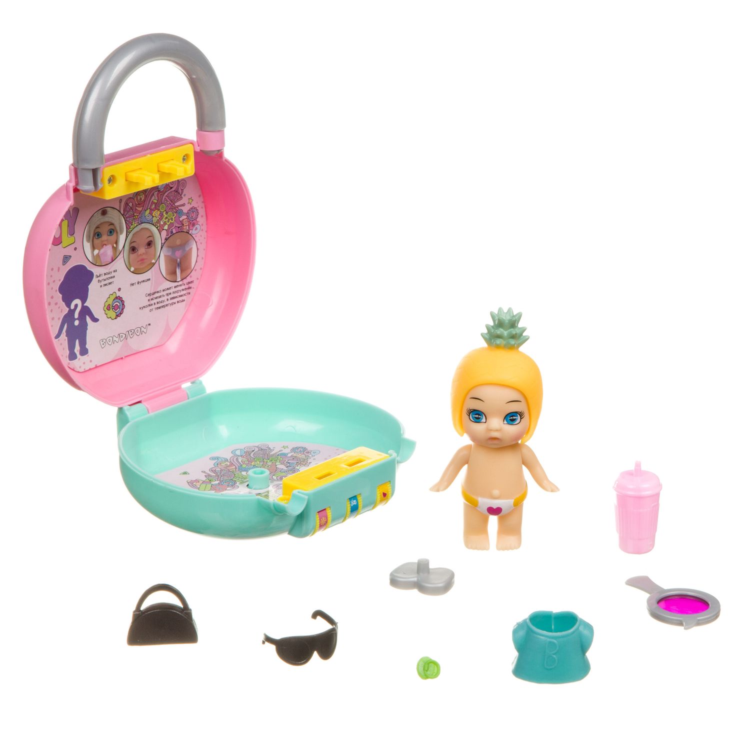 Набор игровой Bondibon куколка OLY во фруктово-конфетной шапочке и аксессуарами в чемодане