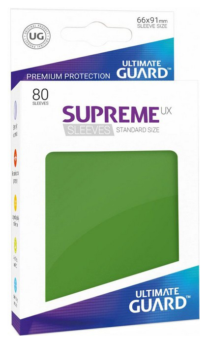 Протекторы Ultimate Guard матовые зелёные Supreme UX Sleeves Standard Size Matte Green