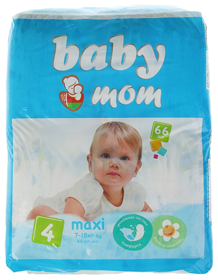 Подгузники Baby Mom, размер Maxi (7-18 кг), 66 штук