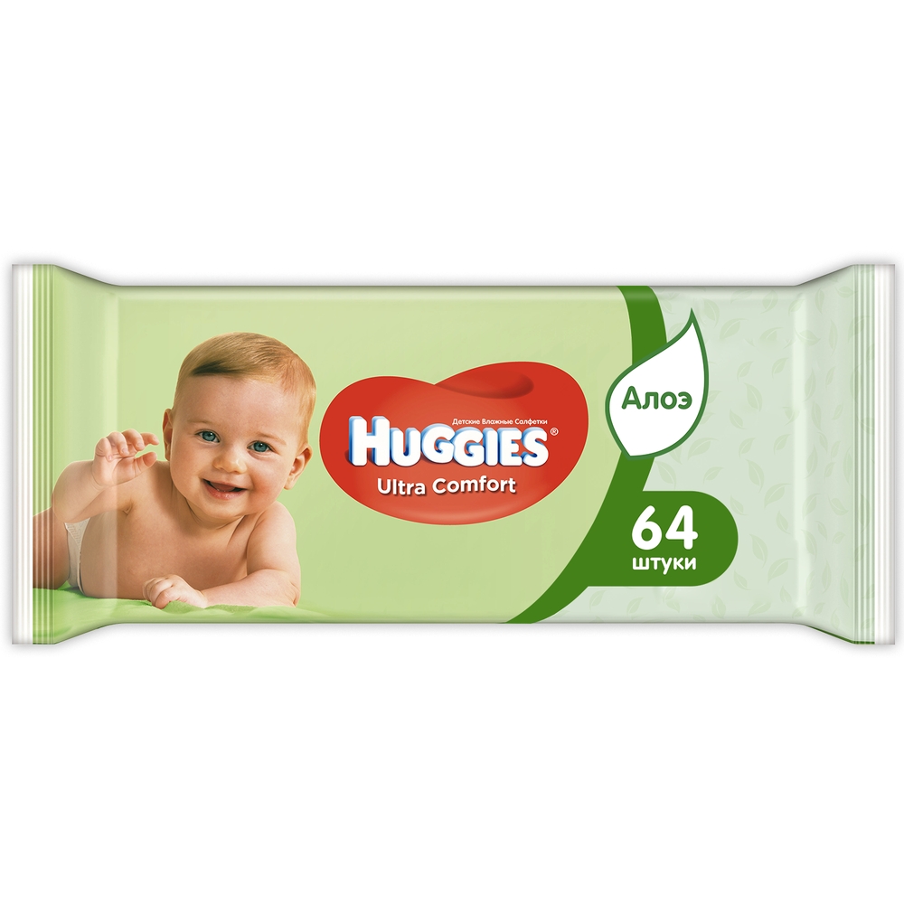 фото Детские влажные салфетки huggies ultra comfort aloe, 64 шт.