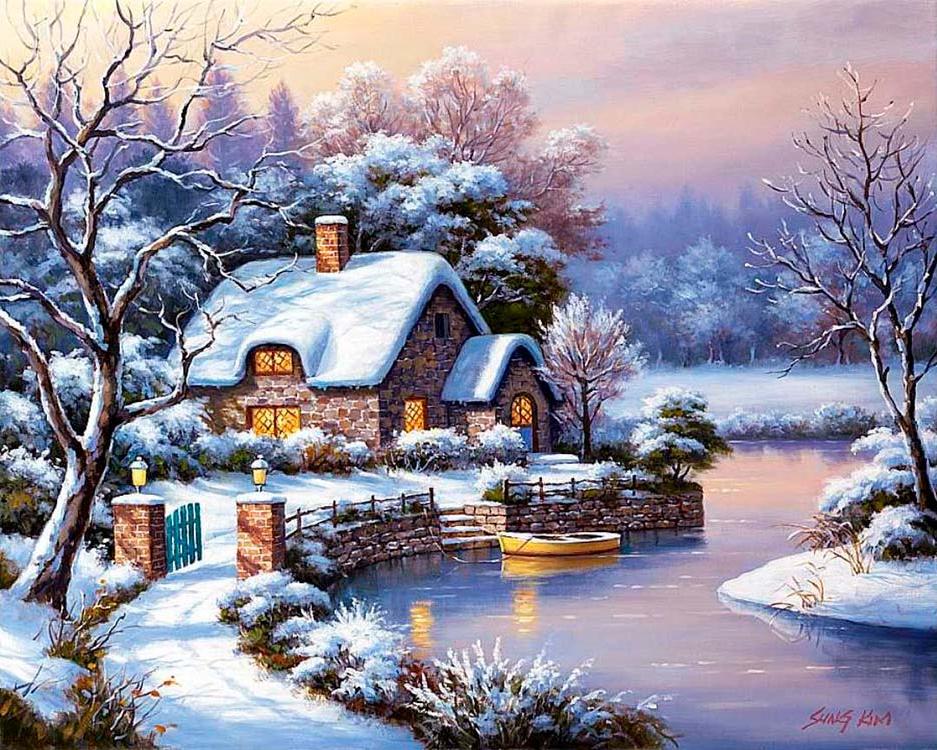 

Алмазная вышивка Алмазное Хобби Уютный домик, 40x50 см, Уютный домик