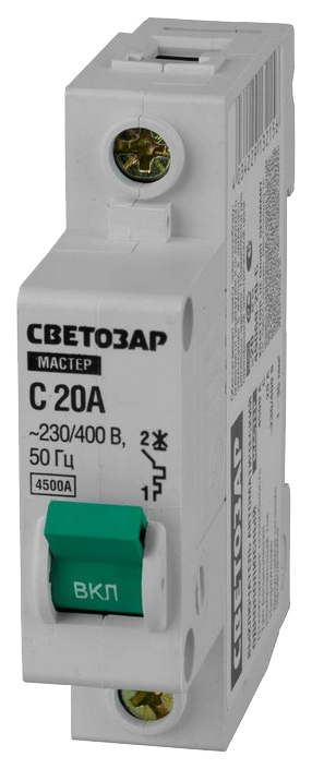 фото Автоматический выключатель светозар sv-49060-20-c 20 a 230/400 в