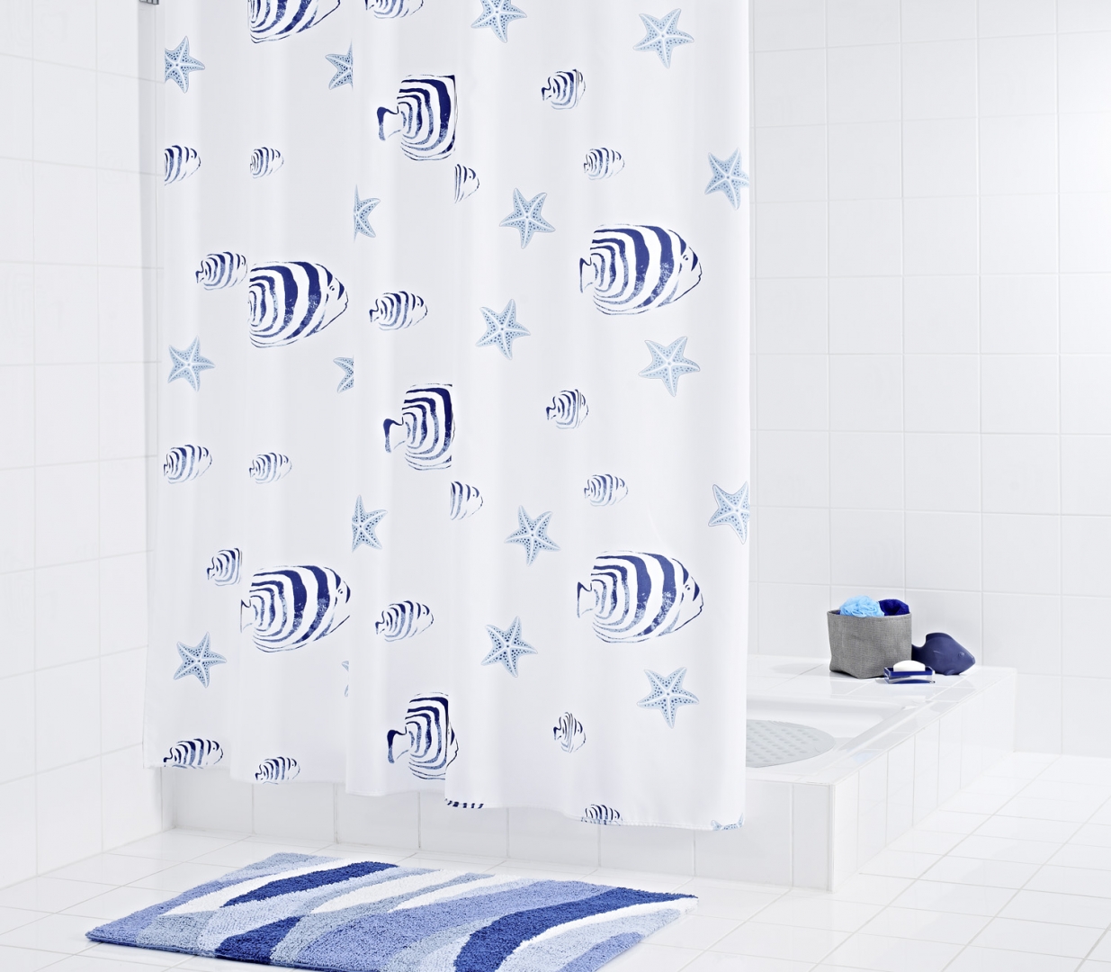 фото Штора для ванных комнат skalar синий/голубой 180*200 ridder