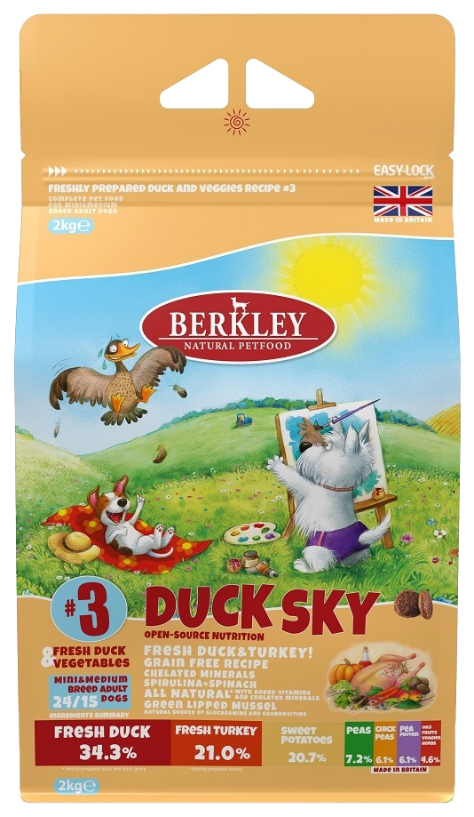 фото Сухой корм для собак berkley duck sky №3, утка, овощи, фрукты, 2кг