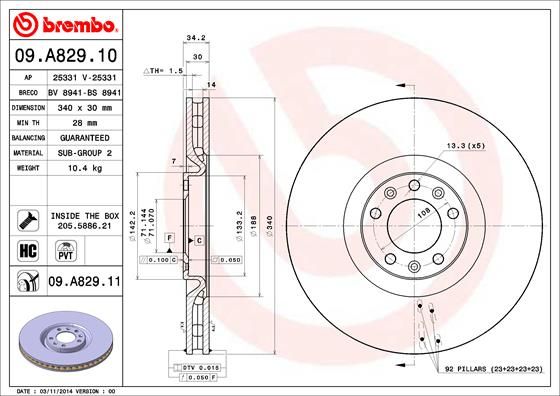 фото Тормозной диск brembo 09.a829.11