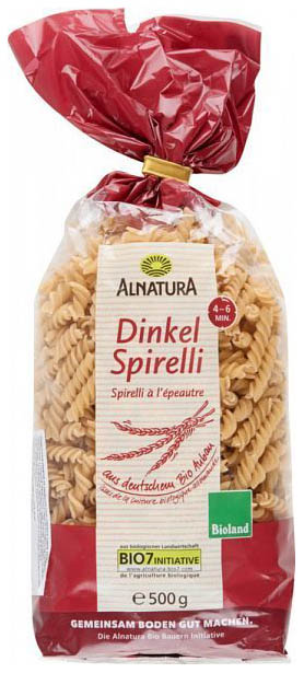 

Макаронные изделия Alnatura из полбяной муки dinkel spirelli 500 г