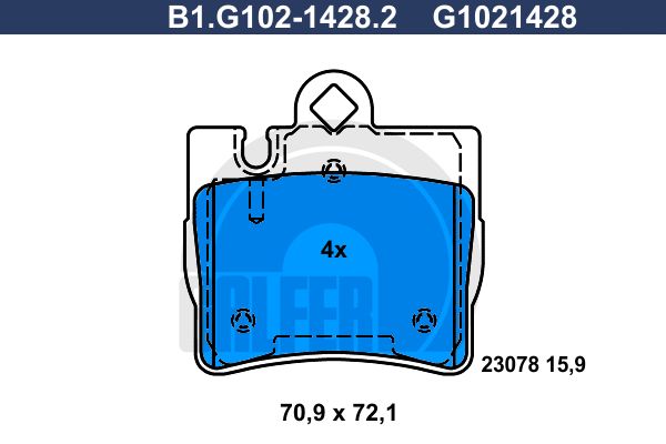 

Комплект тормозных дисковых колодок GALFER B1.G102-1428.2