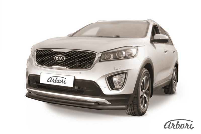 

Защита переднего бампера Arbori для KIA Sorento Prime 2015-2018, d57+d42, черная