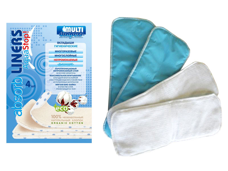 фото Вкладыши многоразовые multi-diapers aqua stop 4 шт.