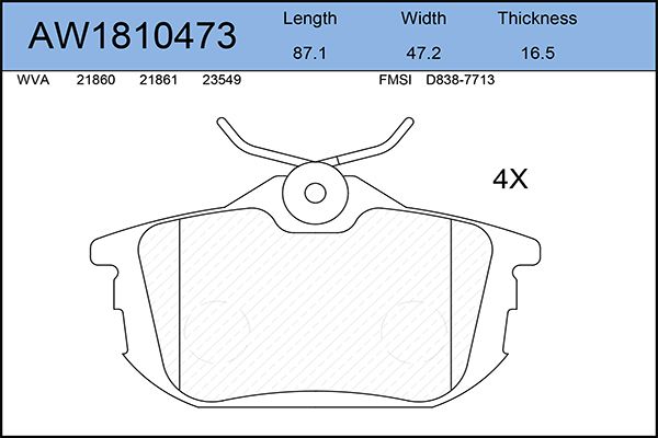 фото Комплект тормозных колодок, дисковый тормоз aywiparts aw1810473