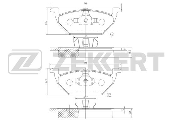 фото Комплект тормозных колодок, дисковый тормоз zekkert bs-1136