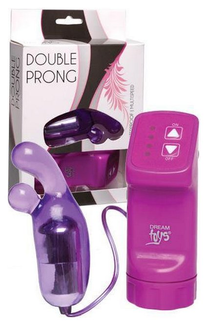 фото Фиолетовая вибропулька с пальчиками и выносным пультом управления double prong dream toys