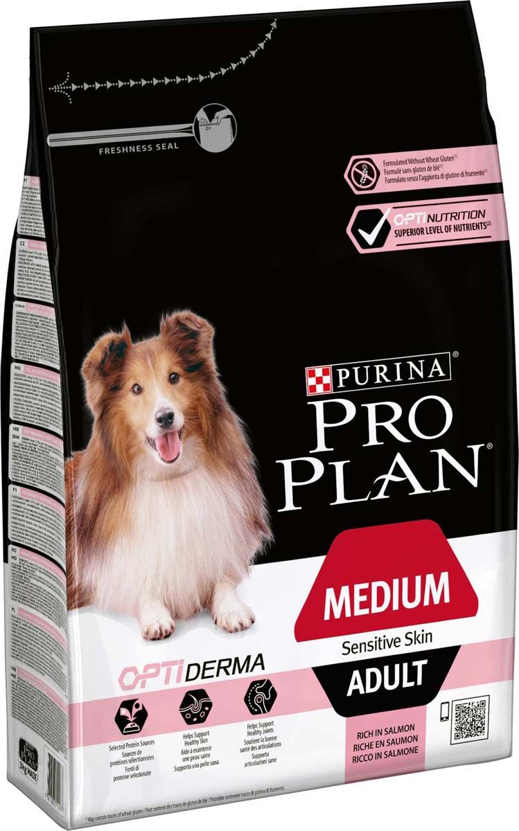 фото Сухой корм для собак pro plan optiderma medium adult, лосось и рис, 4шт по 3кг