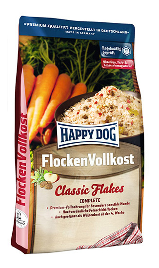 фото Сухой корм для собак и щенков happy dog flockenvollkost classic flakes, злаки, овощи, 10кг