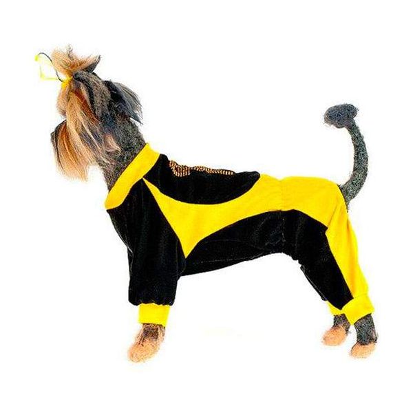 фото Комбинезон для собак happy puppy энерджи 3, размер l унисекс, черный, желтый, спина 28 см