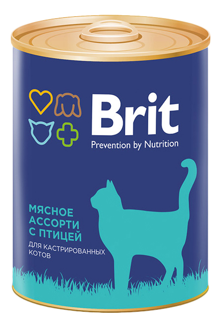 фото Консервы для кошек brit prevention by nutrition, мясное ассорти с птицей, 12шт, 340г