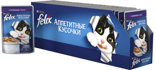 фото Влажный корм для кошек felix аппетитные кусочки, ягненок, 85г