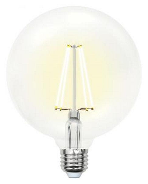 фото Лампа светодиодная (10534) e27 10w 3000k шар прозачный led-g125-10w/ww/e27/cl pls02wh uniel