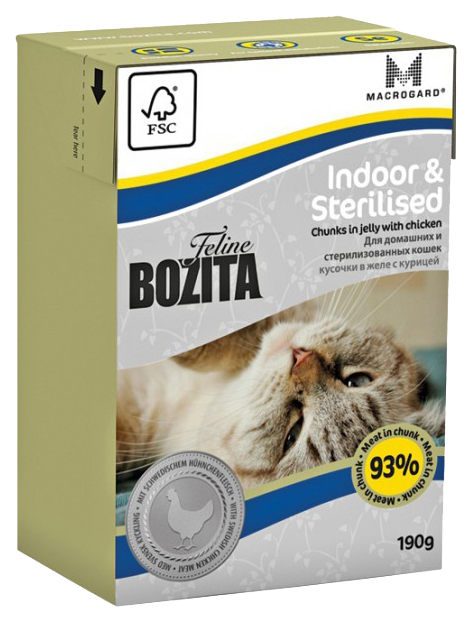 фото Консервы для кошек bozita feline indoor & sterilised, с курицей в желе, 190г