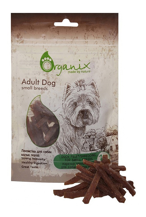 фото Лакомство для собак organix, нарезка утиного филе, 50г