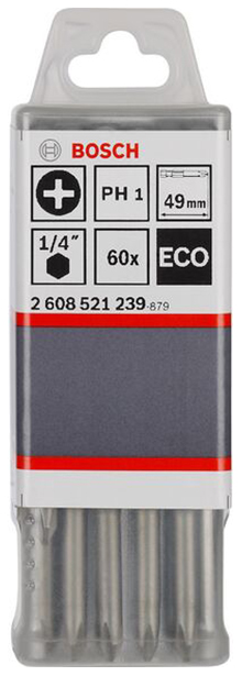 Набор бит для дрелей Bosch PH2 49MM ECO 2608521240 60 шт