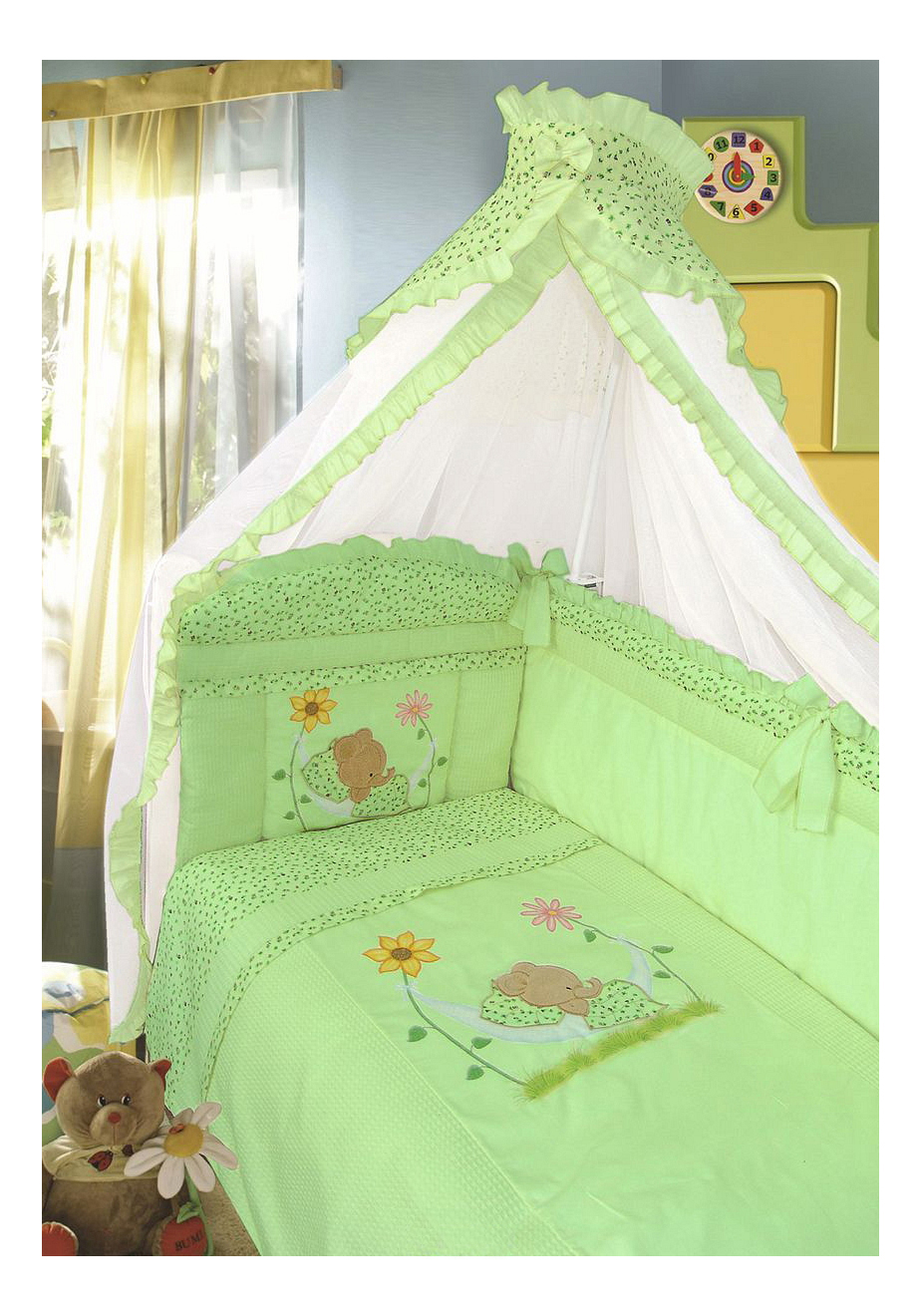 фото Комплект в кроватку сладкий сон зеленый золотой гусь 3 предм.