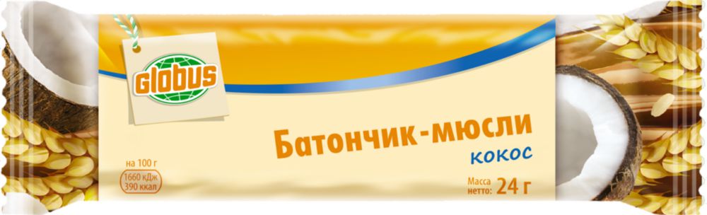 

Батончик-мюсли Глобус кокос 24 г