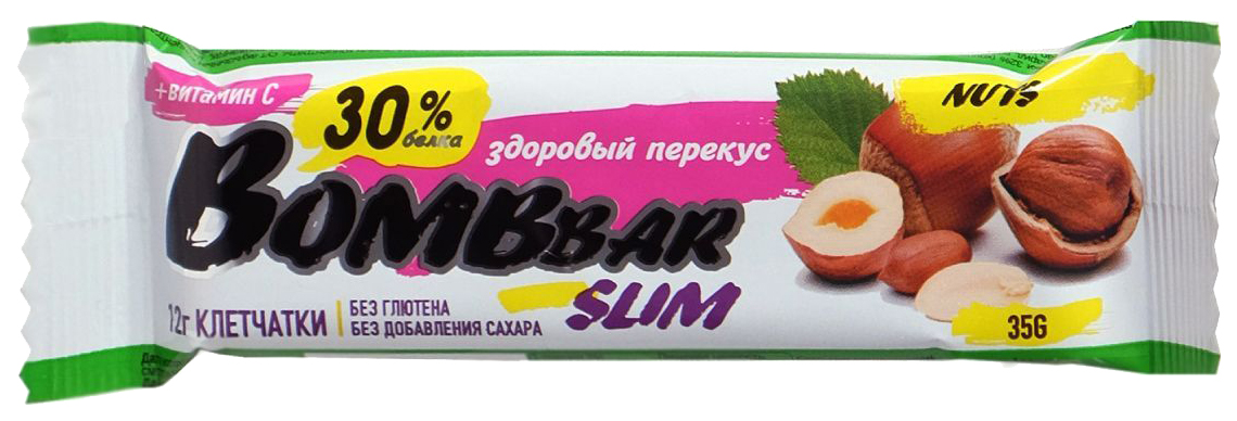 фото Протеиновый батончик bombbar slim bar 35 г арахис, фундук