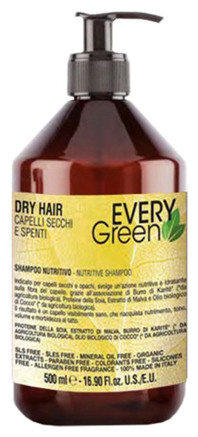 Шампунь Dikson Every Green Dry Hair Nutriente 500 мл маска для сухих волос nourishing mask for dry hair 6489es 300 мл