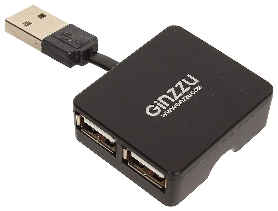 фото Концентратор ginzzu gr-414ub usb 2.0 черный, 4 порта