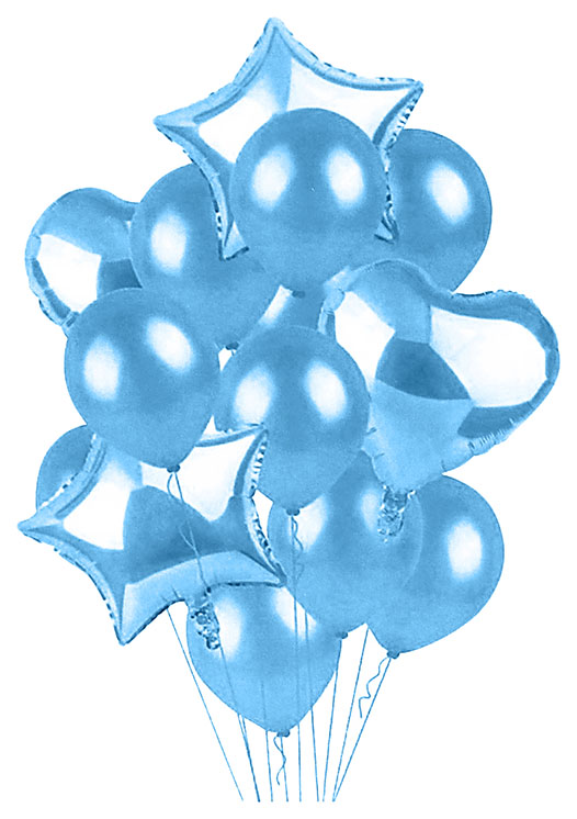 фото Букет из шаров "сердца и звезды", латекс, фольга, набор 14 шт, цвет синий sima-land