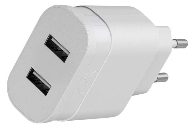 Сетевое зарядное устройство RIVACASE Rivapower PS4123 W00, 2 USB, 3 A, white