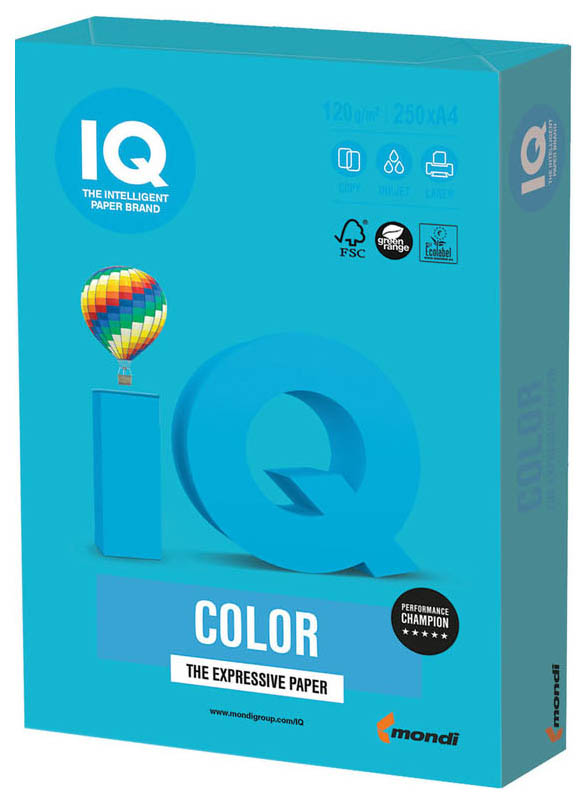 

Бумага IQ AB48 Color, А4, 120 г/м2, 250 л, интенсив Светло-синий