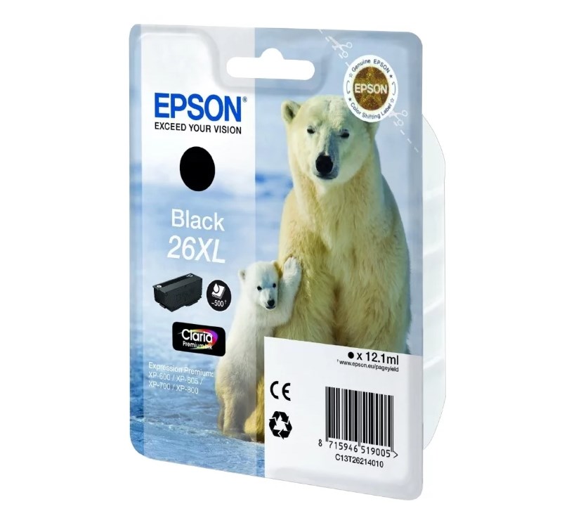 Картридж для струйного принтера Epson C13T26214012, черный, оригинал