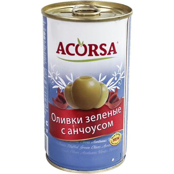 

Оливки Acorsa зеленые с анчоусом 350 г