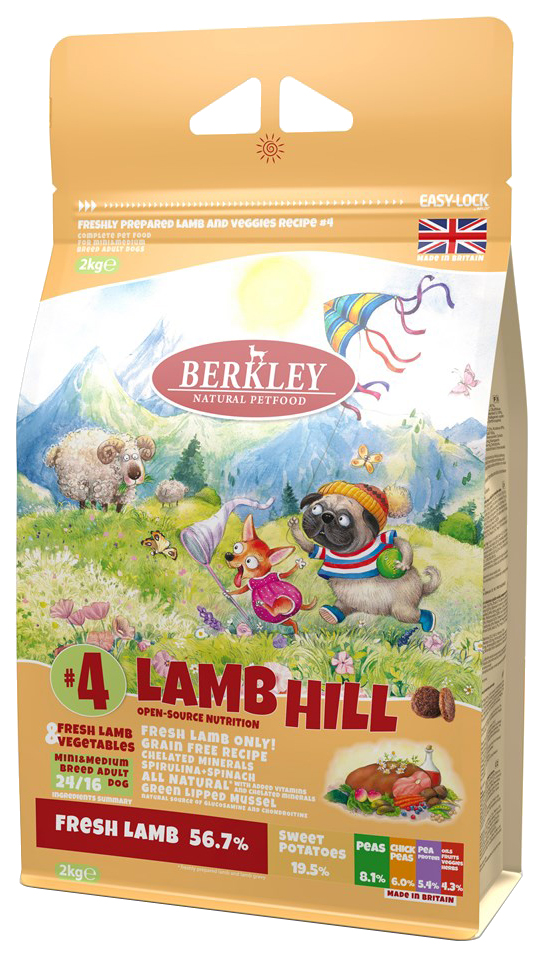 

Сухой корм для собак Berkley Lamb Hill №4, ягненок, овощи, фрукты, 2кг, Lamb Hill №4 Lamb Hill