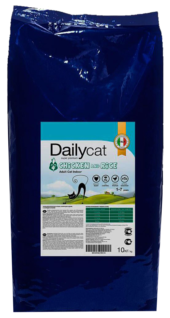 фото Сухой корм для кошек dailycat indoor, для домашних, курица и рис, 10кг