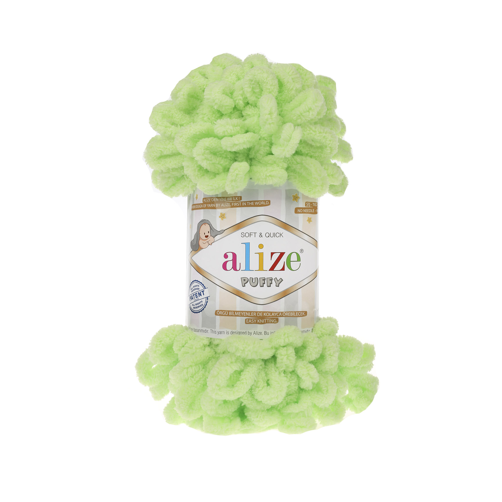 

Пряжа Alize PUFFY,041 Puffy 041 фисташковый, Зеленый, Puffy