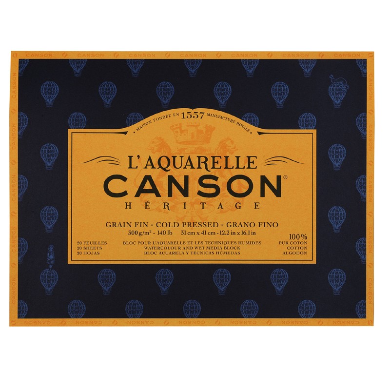 

Canson Блок для акварели Heritage CANSON, 300г/м2, 31х41см, Фин, склейка 20 листов
