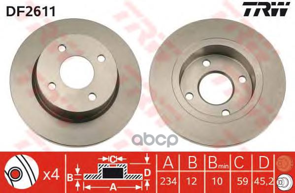 фото Тормозной диск trw/lucas df2611