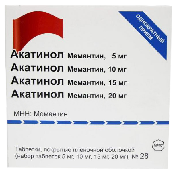 Акатинол Мемантин таблетки 5 мг+10 мг+15 мг+20 мг 28 шт.